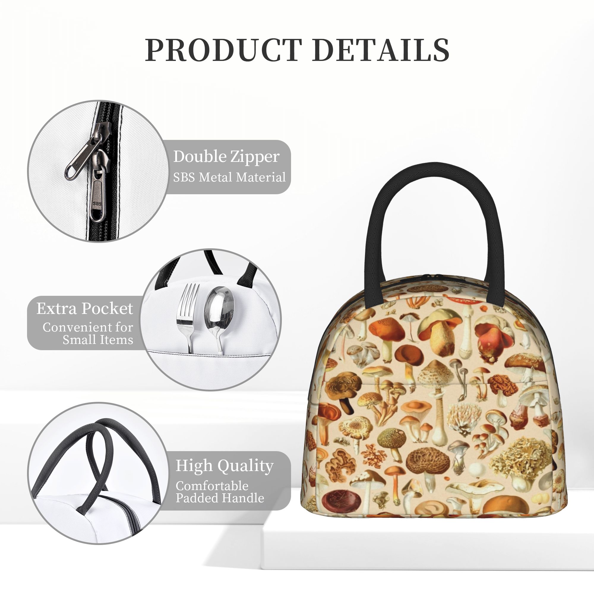 Vintage Collectible Lunch Boxes - Vintage Mushroom Collection Insulated Lunch Bags