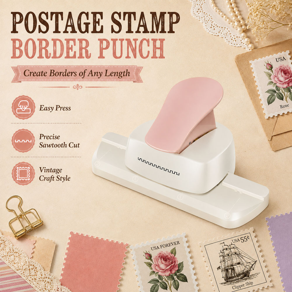 Collectible Vintage Tools - Vintage Postage Stamp Border Punch, Easy-Press