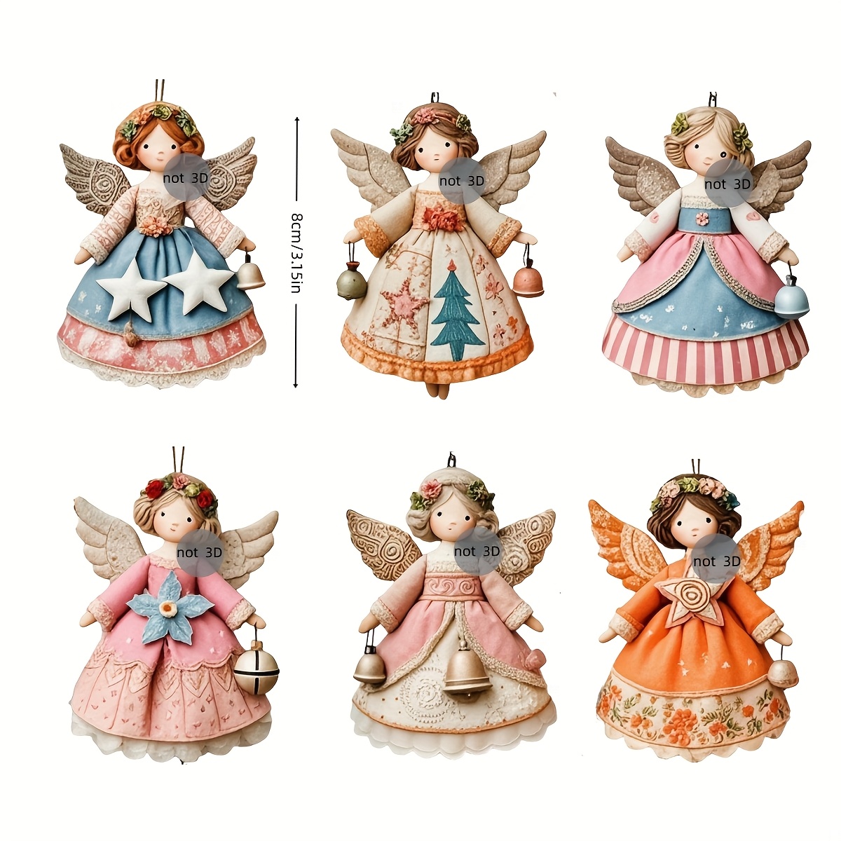6/12Pcs 2D Flat Wooden Angel O - đánh giá và giá Vintage Collectible Dolls